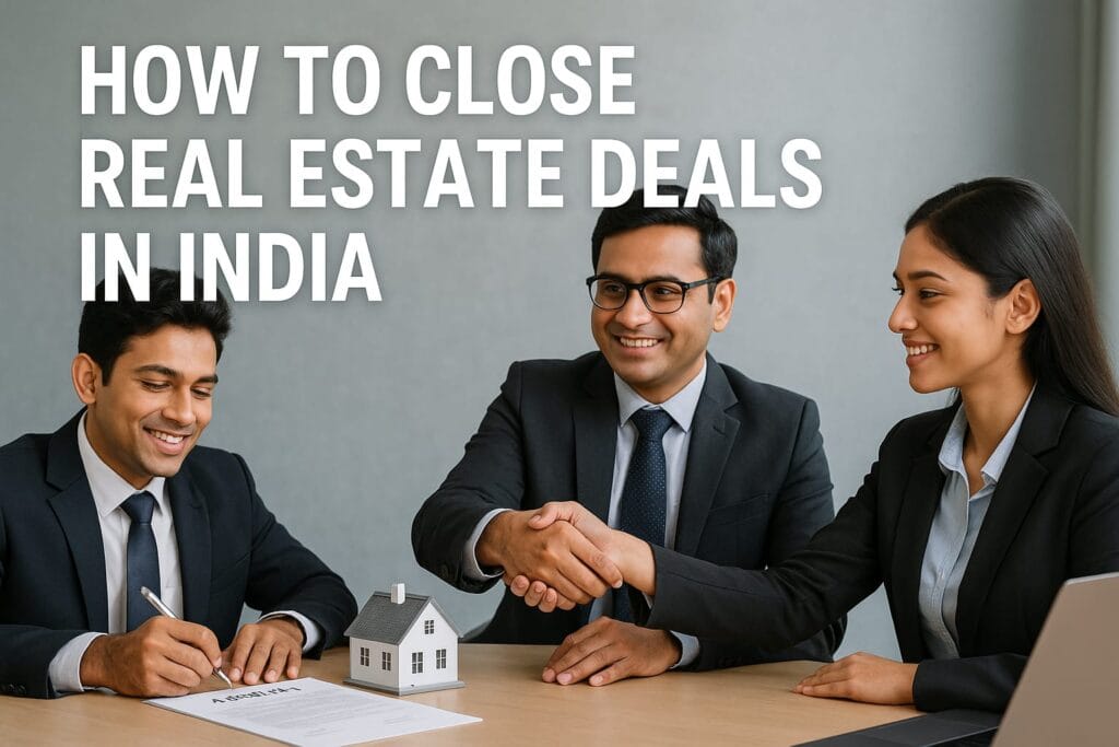 How to Close Real Estate Deals in India: A Complete 2025 Guide 1 Complete guide on how to close real estate deals in India: from site visit and agreement to registry and legal checks. Updated for 2025 buyers & sellers.